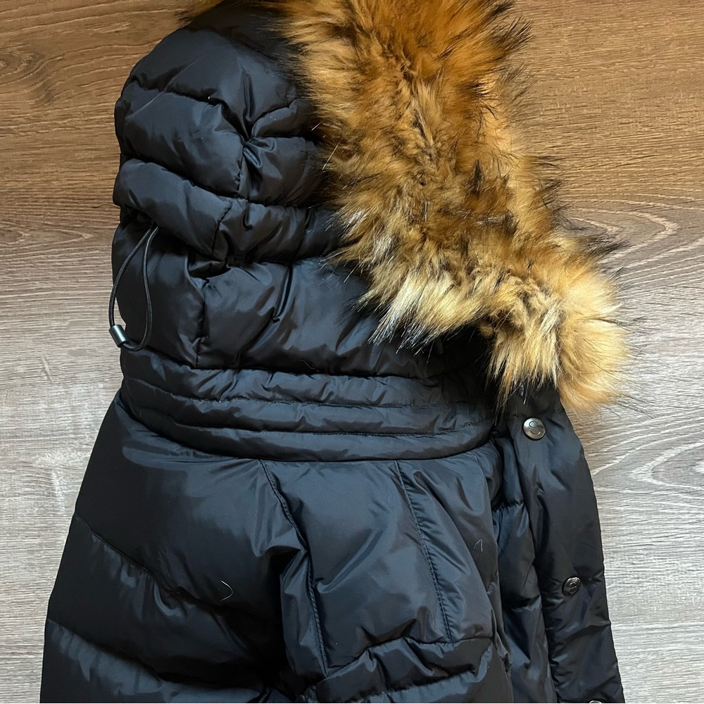 NWOT SAKS 5th-S13 New York, 3/4 Puffer Down Faux Fur Hood, Belt - Picture 6 of 16